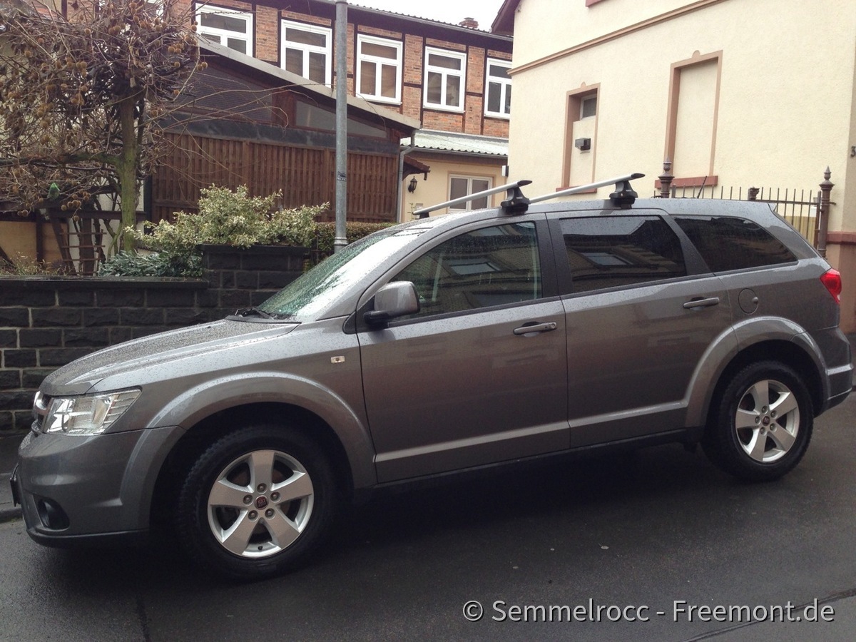 Freemont ohne Reling mit Dachträger und Dachbox